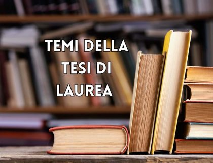 Pila di libri con testo "Temi della Tesi di Laurea" sulla copertina