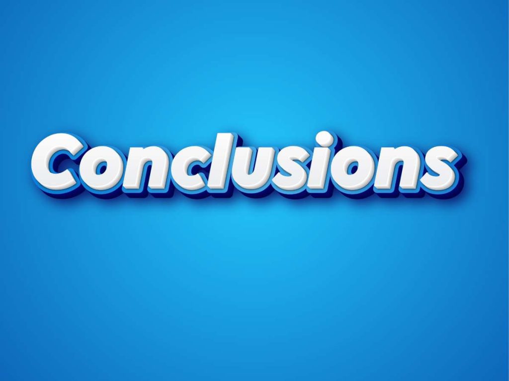Testo "Conclusions" su sfondo blu che rappresenta la sezione conclusiva di una tesi magistrale.